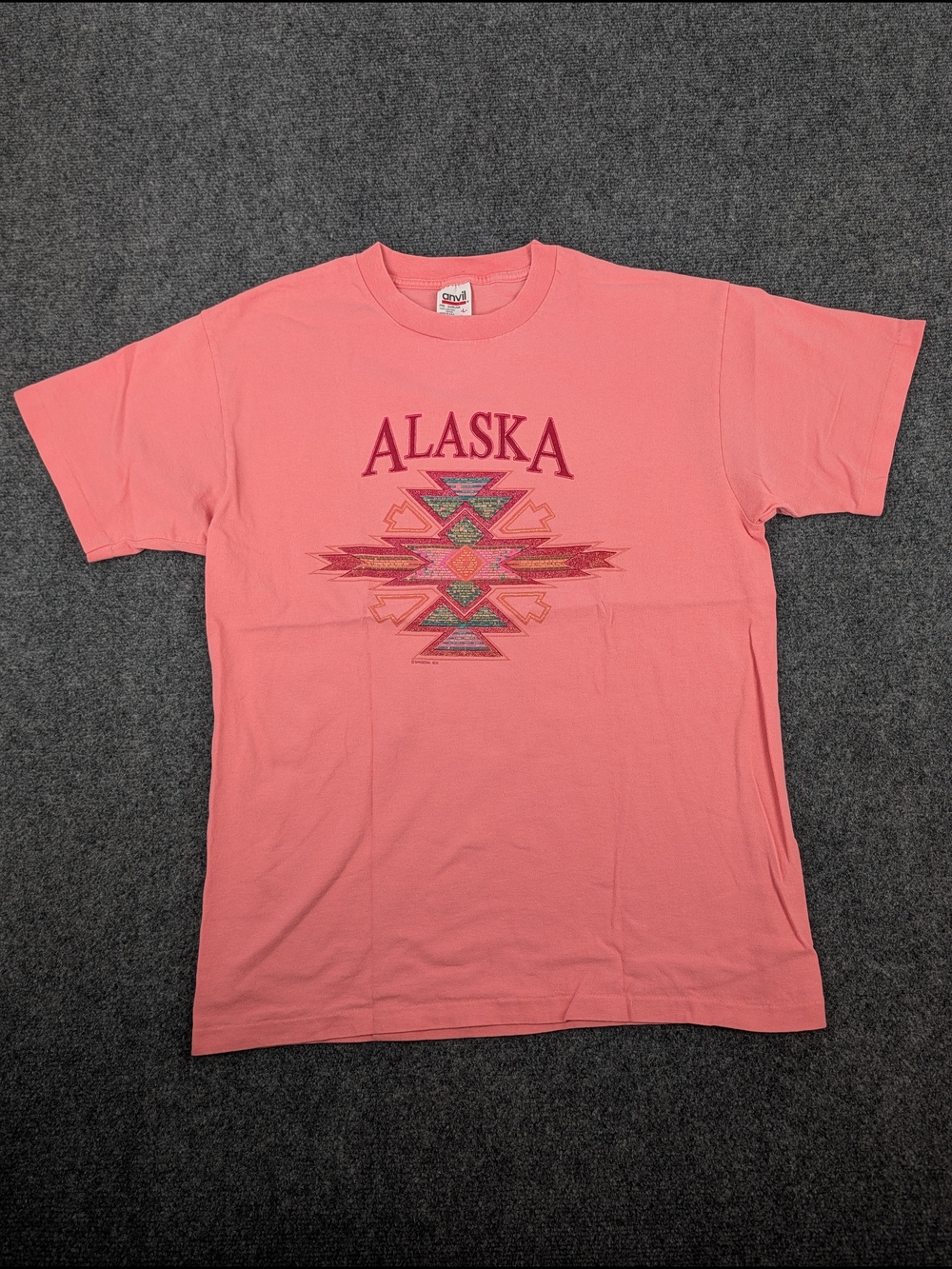 VTG 90s Alaska T-Shirt Sansegal 1993 Graphic Tee Pink Anvil USA Large